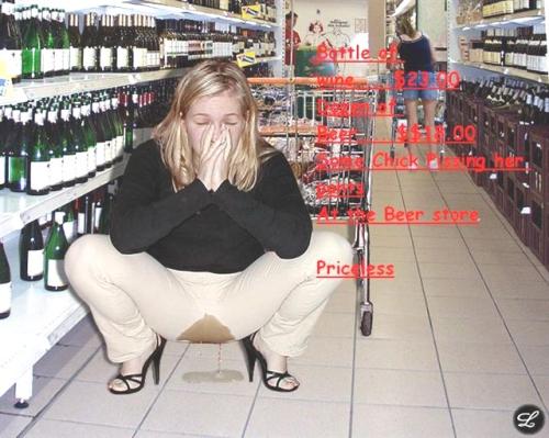 Priceless - Woman wets herself in a liquor store